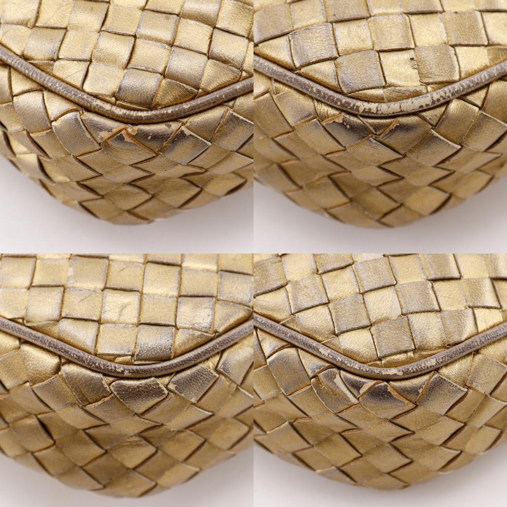 BOTTEGAVENETA Intrecciato Shoulder Bag Gold Calfskin Women Used