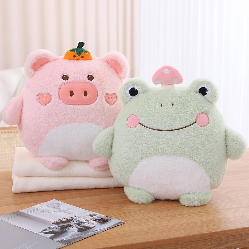 Cartoon Animal Pillow Blanket Pig Thing Smoothly Pillow Three-In-One Air Conditioner Blanket Office Dinosaur Koala Waist Cushion