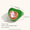 Stainless Steel Gemstone Heart Enamel Ring Geometric Solid Color Ring  Gift
