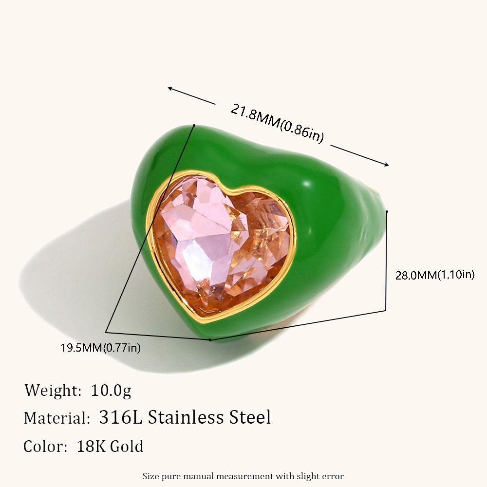 Geometric Dripping Oil Finger Buckle Korean Style Solid Color Ring Gemstone Heart Enamel Ring  Gift