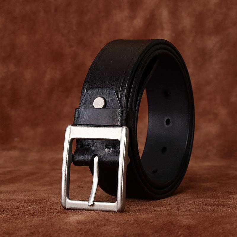 Stilvoller, Einfacher Und Vielseitiger Trend Italienisches Rindsleder Erste Schicht Gürtel Herren Echter Leder Dornschließe Lässig Trendige Marke Herren Gürtel