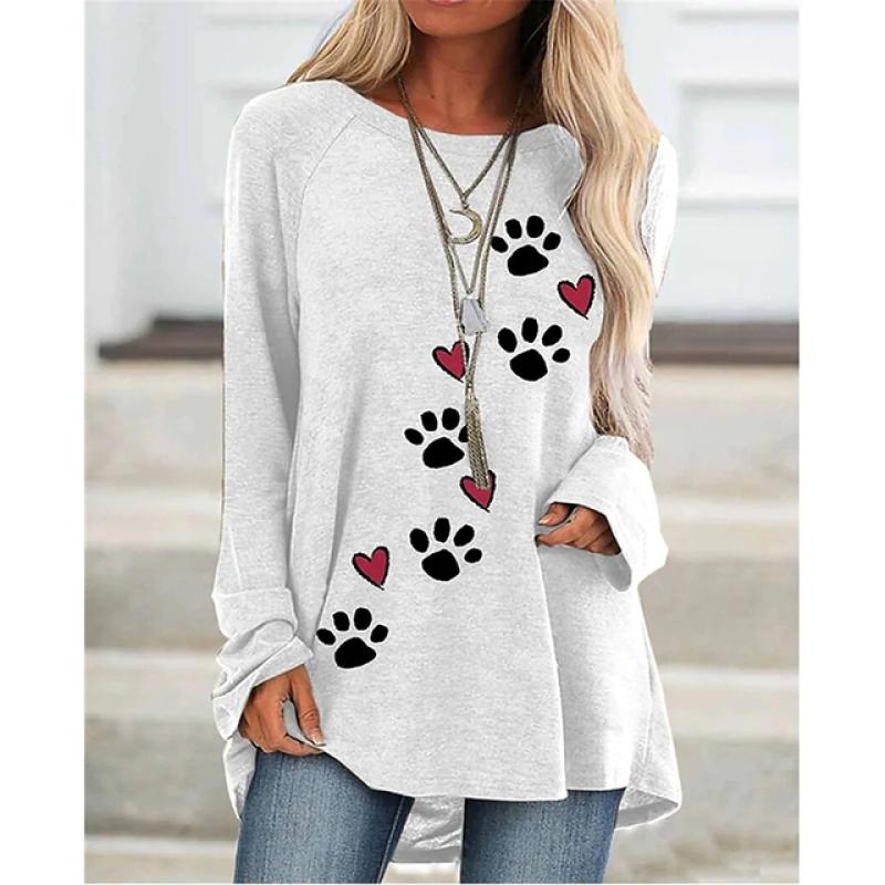 Autumn Cat Print 3D Pattern Tops Long Sleeve T-Shirts Women's Fashion Oversized T Shirt Streetwear Woman Female Tees Clothing