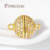 18K Gold Plated Brass with Zircon Magnetic Clasps For Jewelry Making,Magnet End Clasp Connectors For Bracelets DIY Accessories