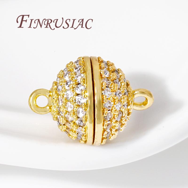 18K Gold Plated Brass with Zircon Magnetic Clasps For Jewelry Making,Magnet End Clasp Connectors For Bracelets DIY Accessories
