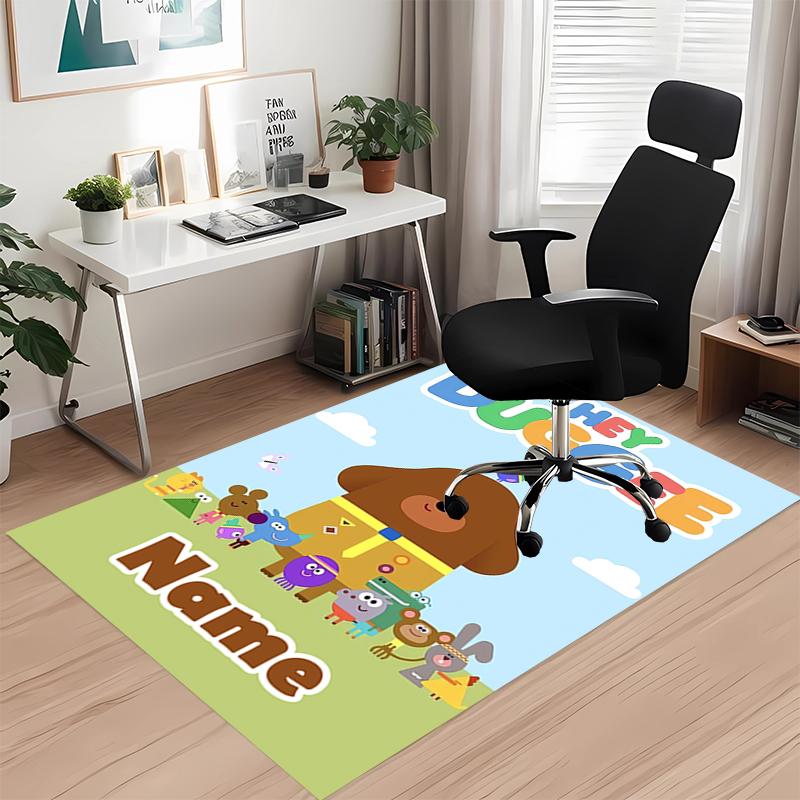 Custom Name Hey Duggee Printed Carpet, for Office Chair Living Room Bedroom Kitchen Room Decor Gifts.