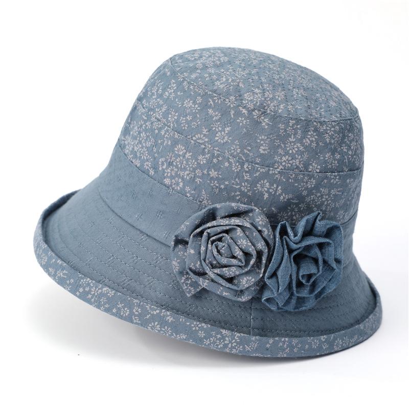 

Панамы для женщин среднего возраста и пожилых людей. Тонкие модели. Шляпы для пожилых бабушек. Шляпы для пожилых дам. Весенние и осенние шляпы от солнца. Шляпы-тазики. M（56-58cm） синий