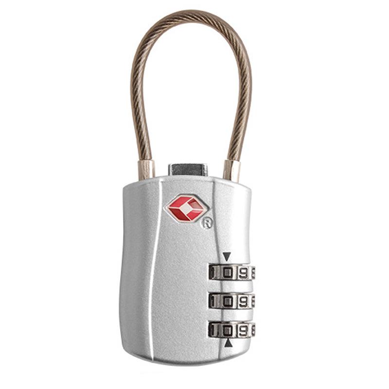Kombinacyjny zamek celny TSA do walizki/torby podróżnej - Kłódka z linką stalową 02ST