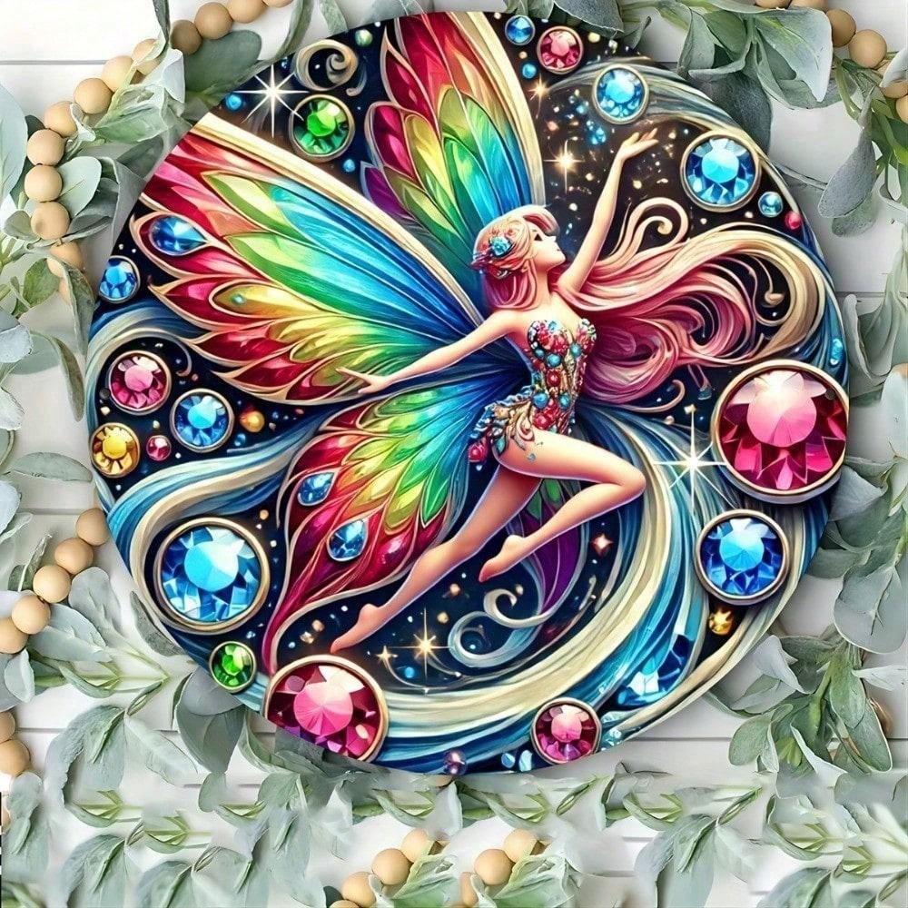 Круглая 8-дюймовая ретро металлическая табличка «Фея», винтажная жестяная табличка, настенное искусство, деревенская алюминиевая табличка для дома, бара, мужской берлоги, декор разноцветный