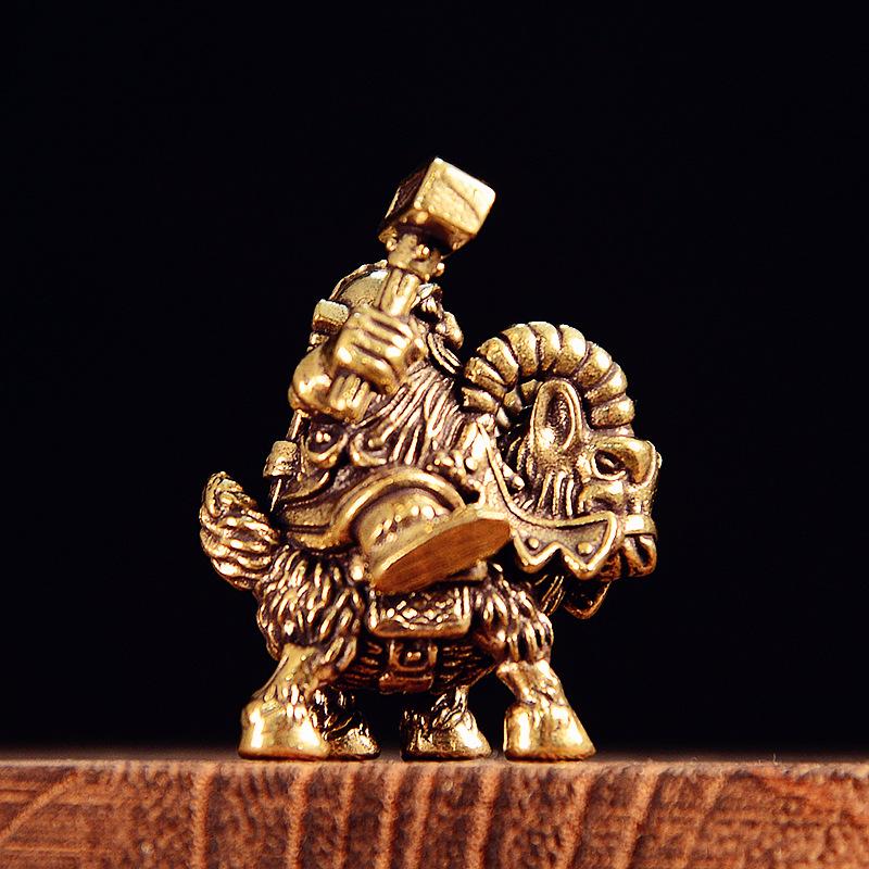 Brass Goat Dwarf Warrior Figurine Miniature Desktop Ornaments Retro Metal Models Statue Home Decoration