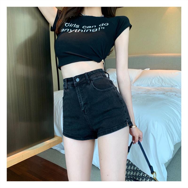 Sommer Vintage Hohe Taille Denim Shorts Frauen Mode Gerade Sexy Frauen Jeans Hosen Casual Solide Hot Breite Bein Jean Shorts weibliche 24213