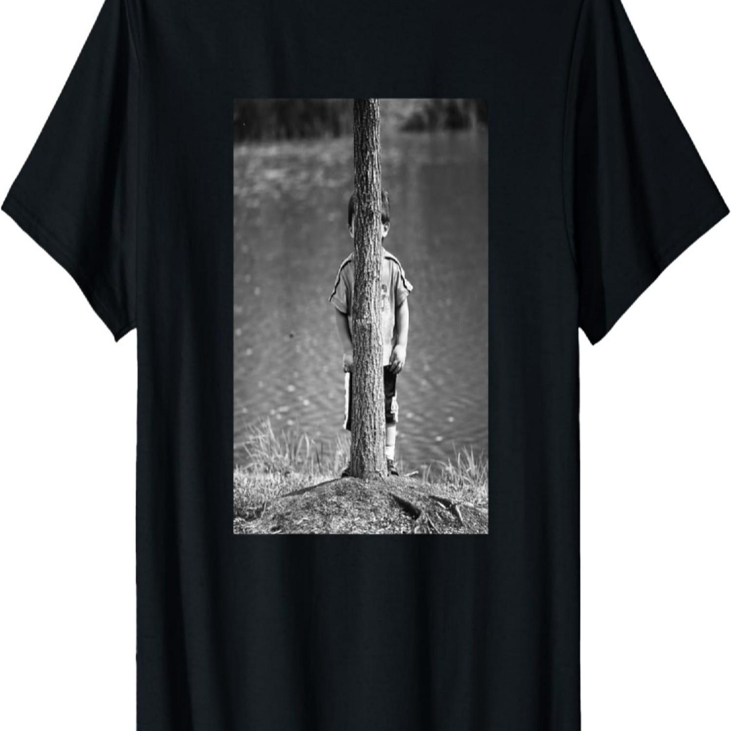 

Funny T-Shirt Print, Little Boy Hidden Behind Tree T-Shirt XXXXXL чорний
