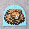 Jacquard Knitted Hat Hip Hop Warm Lion Animal Pattern Ear Protection Bag Head Pullover Cold Hat Brimless Wool Hat