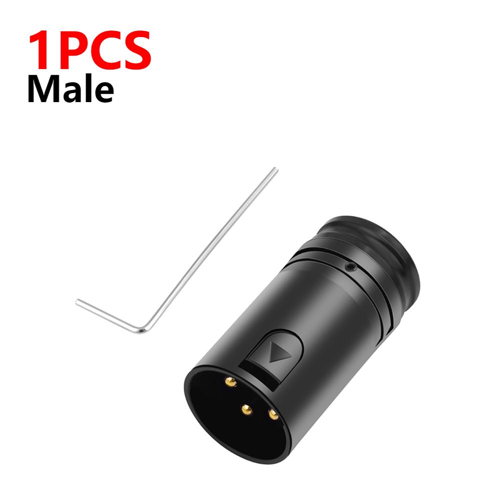 1-5PCS Male To Male/Female To Female XLR Audio Gold Plated Connector Plug with Wrench Black Shell 3 Pin XLR Solder Connector