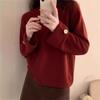 Neuer Pullover mit Rundhalsausschnitt, Verdickter Pullover für Damen Herbst und Winter, Ein Nischen-Design-Gefühl, Knopf-Strickpullover Top