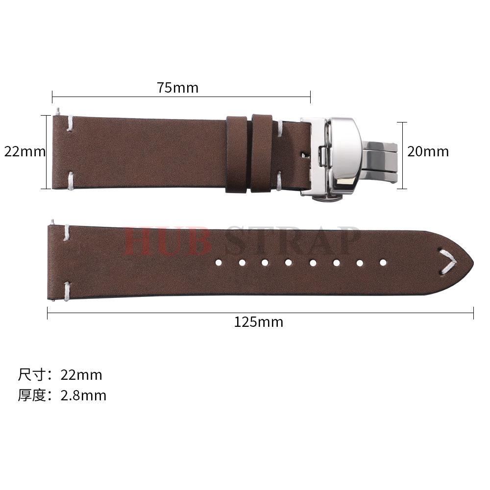 18mm 20mm 22mm Stitching Cowhide PU Strap for Seiko for Omega Vintage Calfskin Watchband Butterfly Buckle for Men Wrist Bracelet