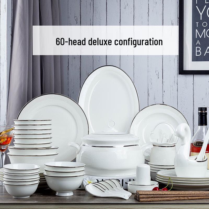 JANLA Light Luxury Buckingham Palace 60-Piece Ceramic Dinnerware Set