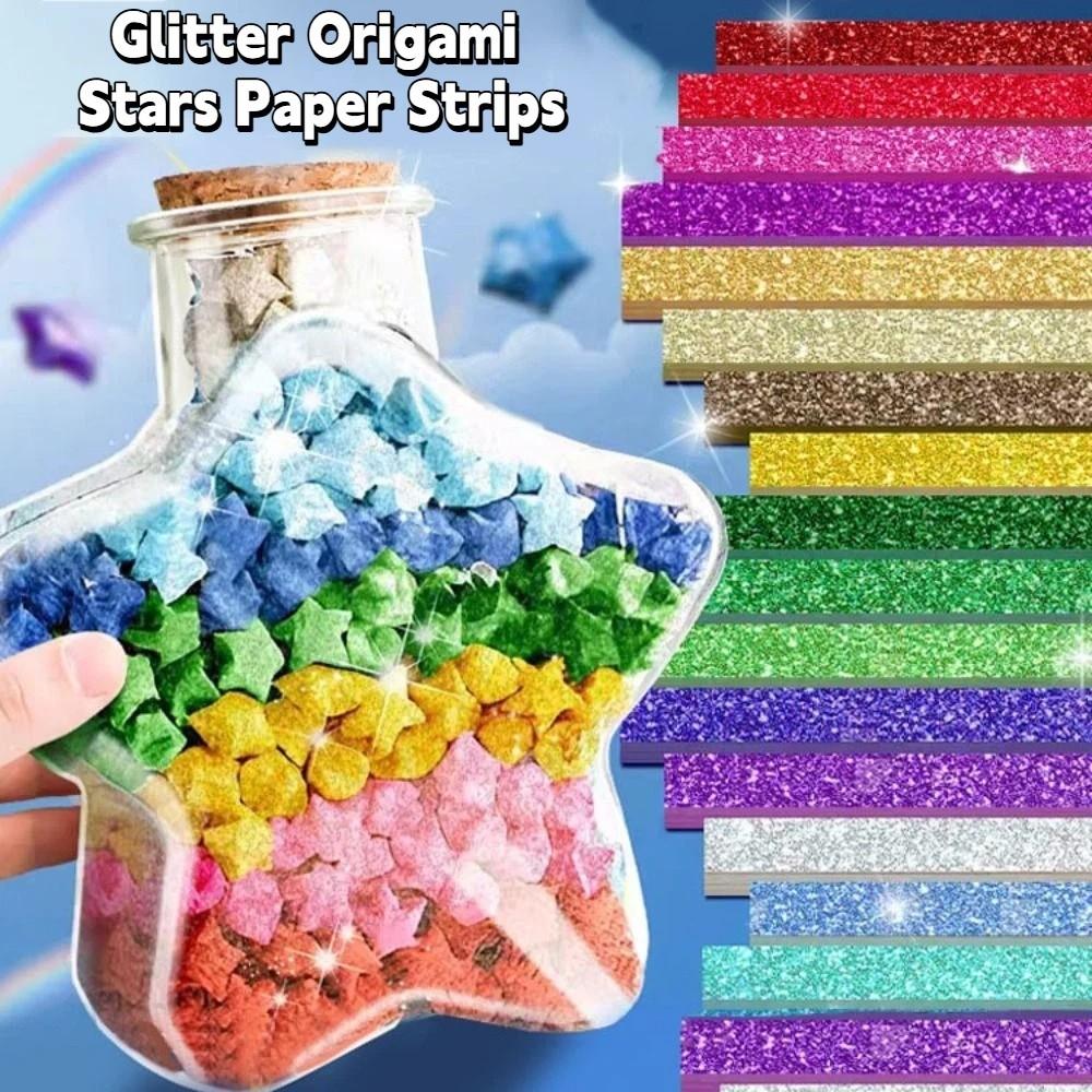 Glass Bottle Glitter Origami Stars Paper Strips Paper Star String Lights Lucky Star Paper Folding Strips Hand Arts