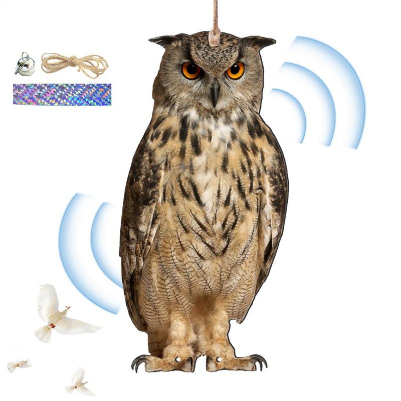 Bird Scarer Devices Decorative Owl Scarecrow Pendant Realistic Bird Scare Tools With Bell Garden Scarecrow Scare Birds Away