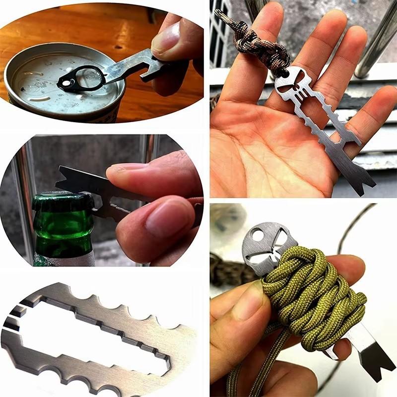 Multifunctional Bottle Opener Pry Bar Screwdriver Wrench Keychain Pendant EDC Portable Pocket Stainless Steel Tool