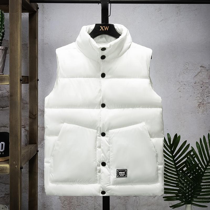 

Autumn and winter men s vest trend sleeveless vest wear down cotton vest jacket thickened warm vest S білий