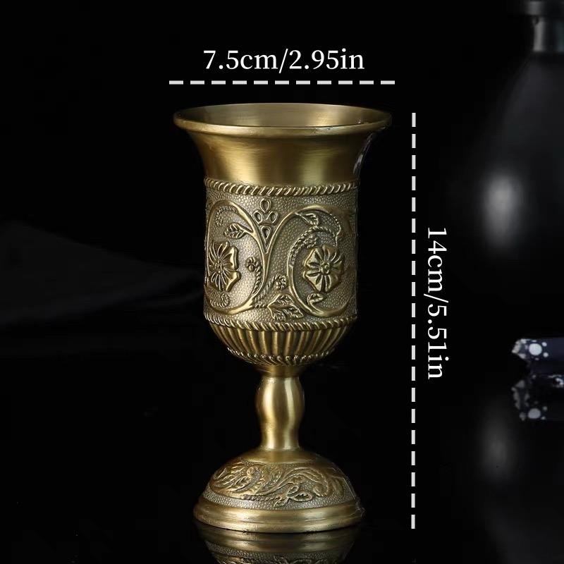 European-Style Vintage Wine Glasses,Carved Castle Texture Spirit Vodka Cup,Bronze Portable Spirits Goblet,Wedding Decoration