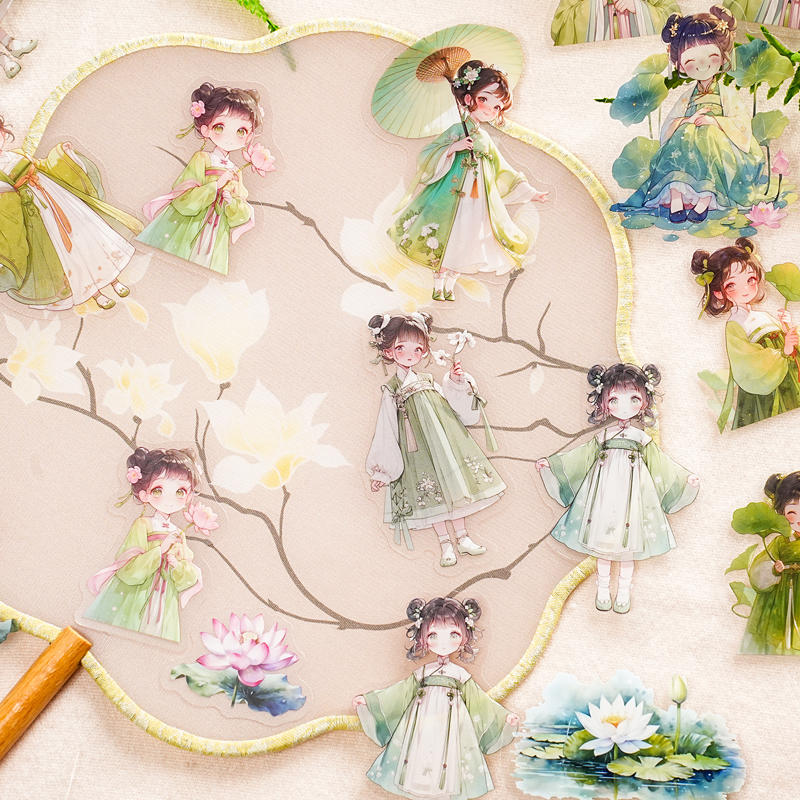 30pcs Romantic Fashionable and Cute Girl Theme Pattern PET Waterproof and Wear-resistant Collage DIY Stationery Cups Stickers