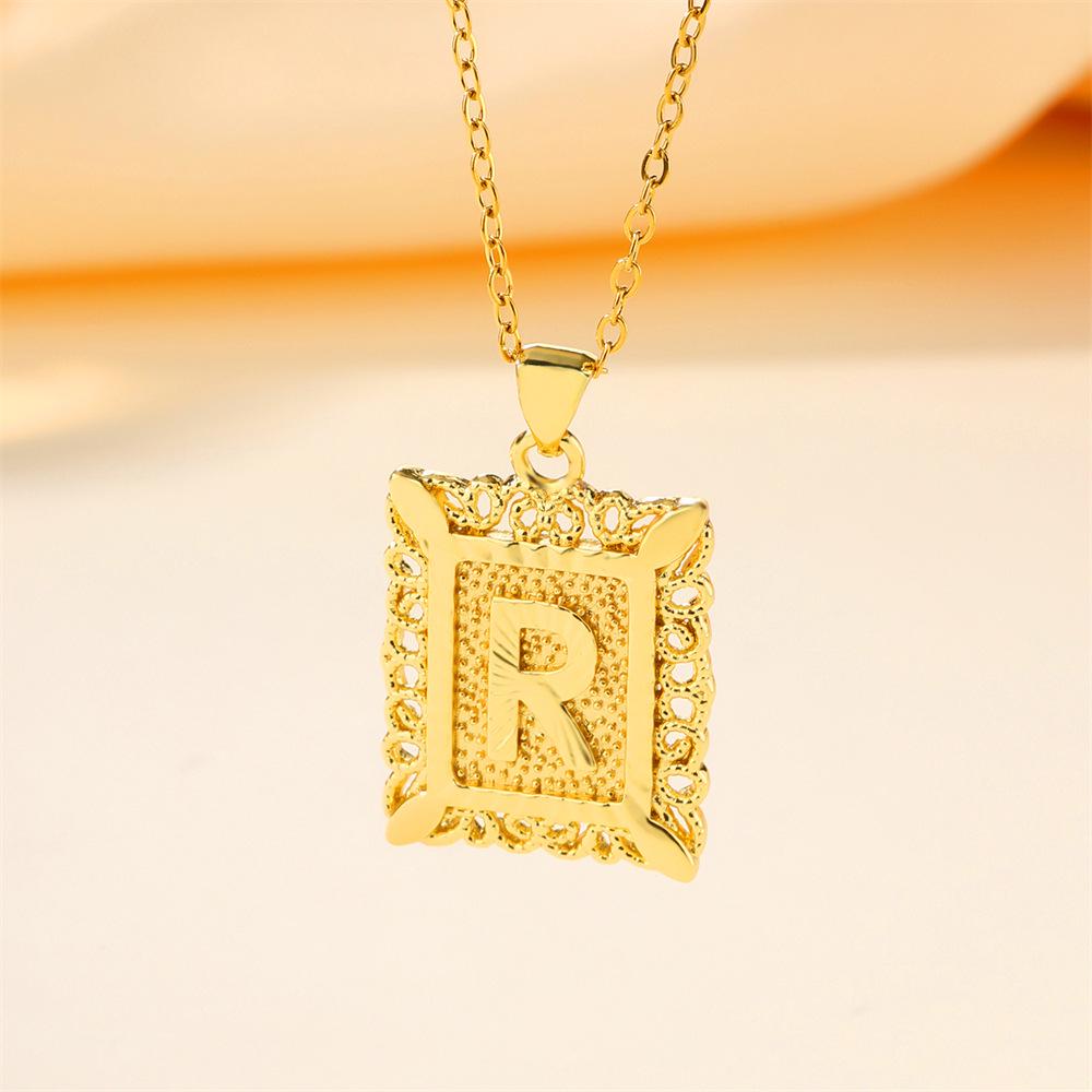26-Letter Stainless Steel Necklace with Copper Pendant - European & American Fashion for Men