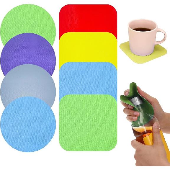 Non-Slip Rubber Jar Opener Pad 8pcs - Easy Grip Kitchen Tool for Opening Lids, Cans & Bottles - Ideal for Arthritis & Weak Hands