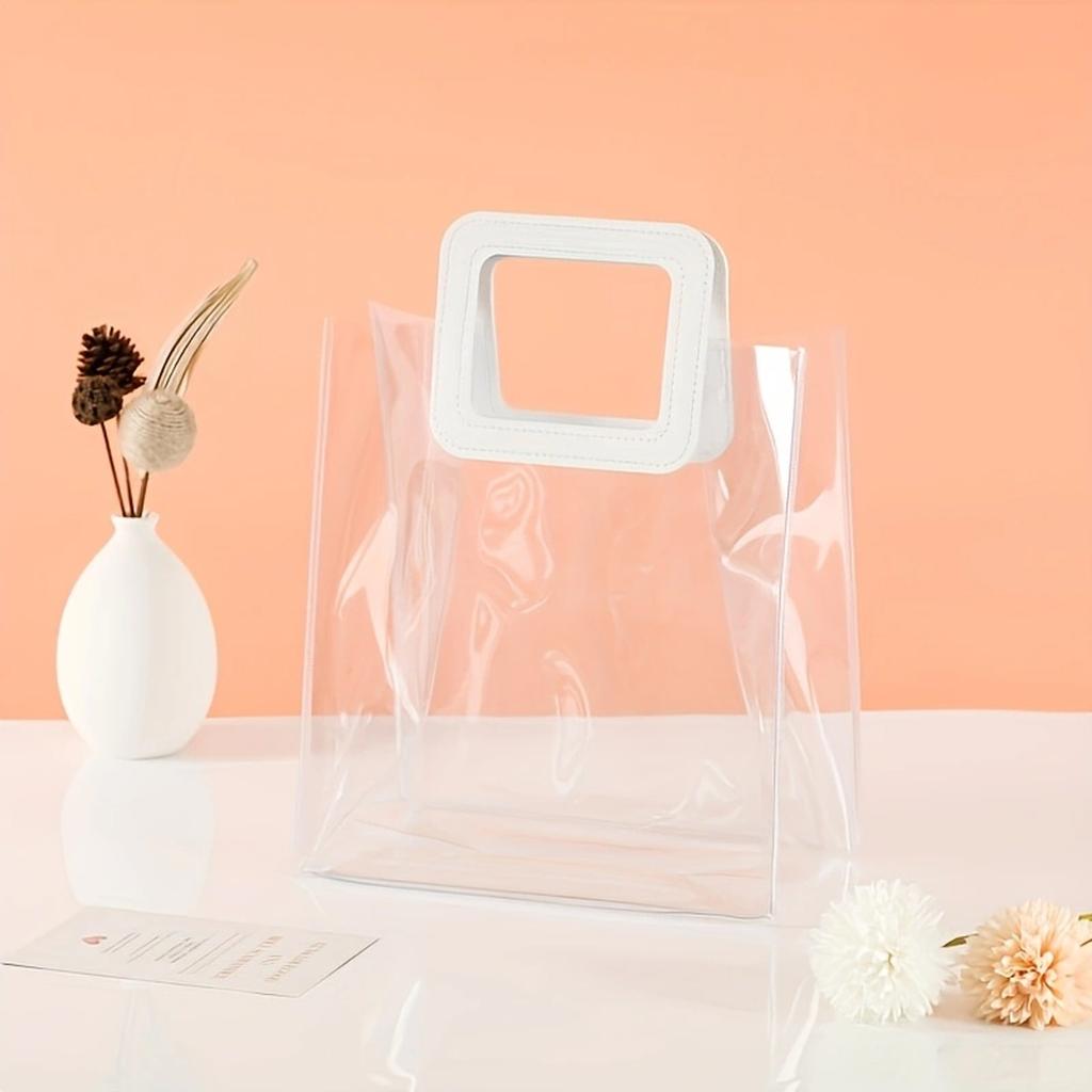1/5pcs-Plastic Transparent Handbag Women Fashion Shopping Bags Party Bags Retail Bags Wedding Candy Pakcaging Box