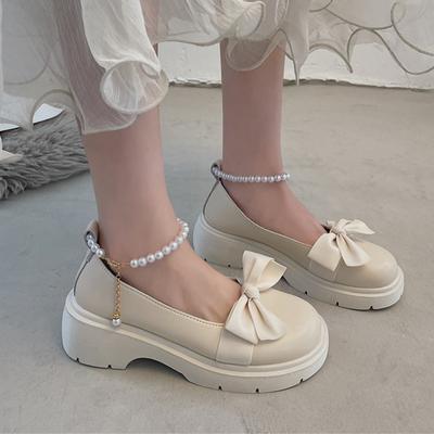 Women Thick Platform Mary Janes Lolita Shoes Party Pumps Summer New Sandals Bow Chain Mujer Shoes Fashion Oxford Zapatos