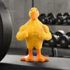Desktop Duck Decoration Resin Muscular Figurine, Strong Fitness Statue, Home Office Decor White Yellow Shape Ornament for Table Humorous Animal Desk