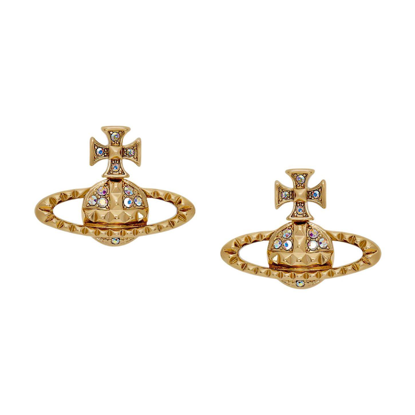 Vivienne Westwood Mayfair Bas Relief Classic Studded Planet Earrings Women earrings Gold 62010029R115R115 Box