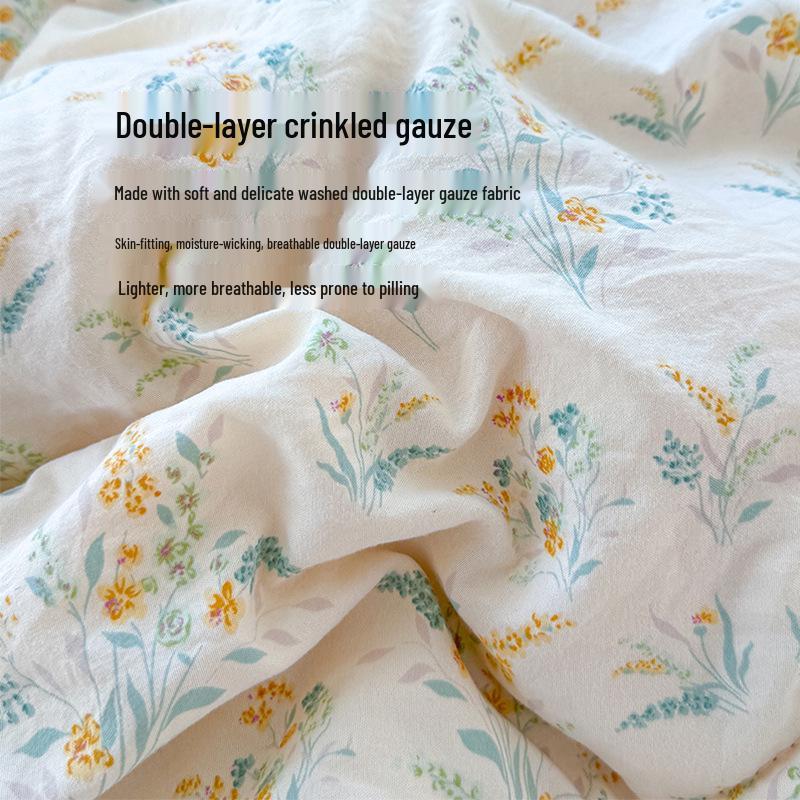 Class A Double-layer Gauze Washed Cotton Quilt - Thickened and Warm for Winter and Spring (3-4 lbs) Single Quilt Core