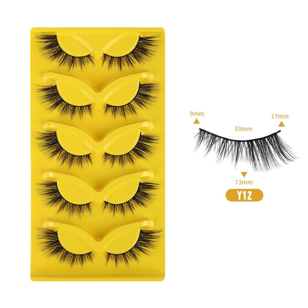 Five-Pair Set of Thick, Curly, 3D Fox-Eye Cat-Eye False Eyelashes