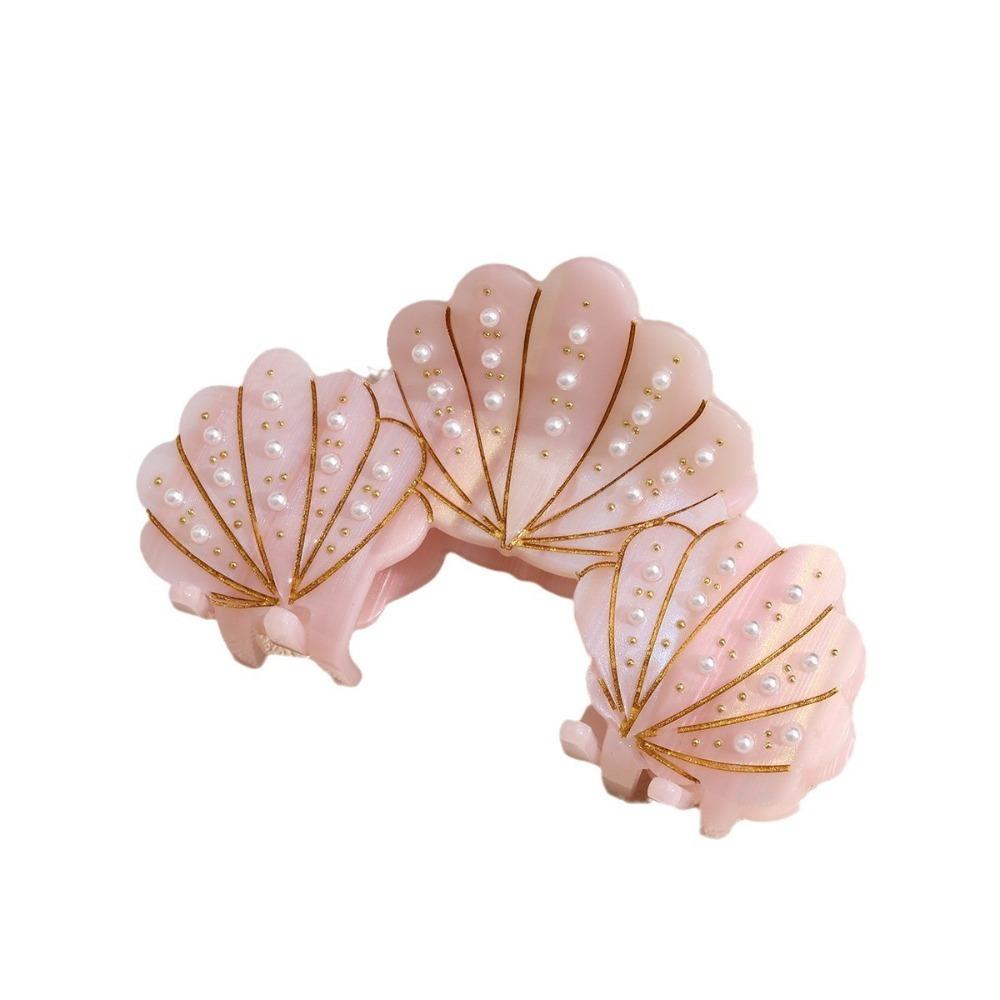 

Elegant Acetate Shell Hair Claw Vintage Pearl Rhinestone Crab Clip Fashion Shell Hair Clip Seaside розовый