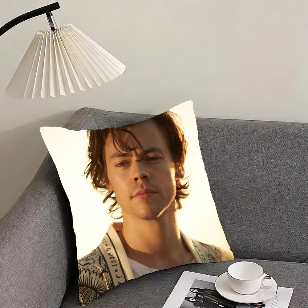 Styles H-Harry Styles British singer Cushion Cover Reversible Plush Pillow Cover – For car, sofa, bedroom, perfect as a gift.