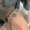 Silver Color Vintage Punk Chain Bracelet for Women Men Niche Design Square Ball Pendant Bracelets Party Jewelry Gifts