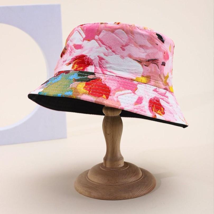 Flower Pattern Bucket Hat Men'S Double-Sided Basin Hat Women'S Trend Versatile Outdoor Sun Hat