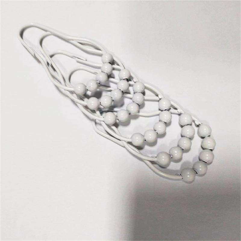 12pcs Rusts Resistant Stainless Steel Bath Curtain Hooks Rustproof 5 Beaded Shower Rod Hook Bathroom Accessories