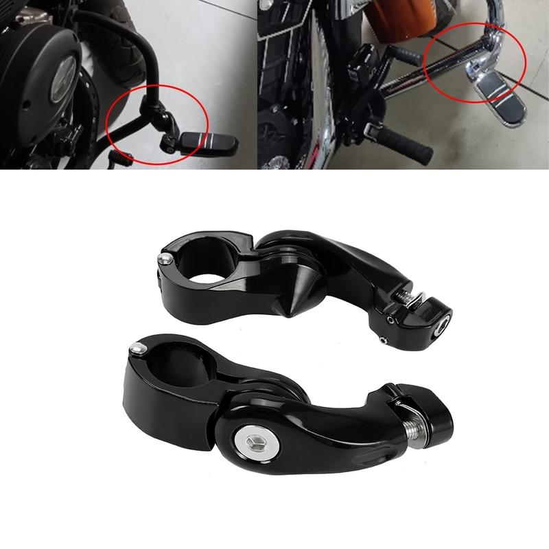 Motorcycles Male Mount-Style Chrome 1 1/4" Foot Peg Adapter Engine Guard Footrests Mount Clamps for Harley Softail Cafe Racer