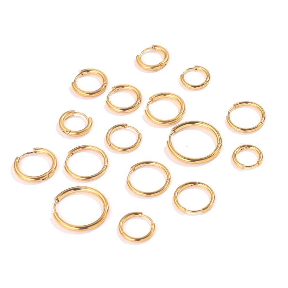 6pcs Stainless Steel Hoop Earrings Women Earrings Men Punk Hiphop Bijoux Gift Fashion Plated 18K Gold Zircon Piercing Accessory