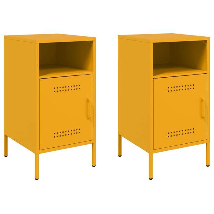 VidaXL Bedside Tables 2 Pcs, Bedside Cabinets with Door, Nightstands with Compartment, Night Cabinets, Yellow 843073