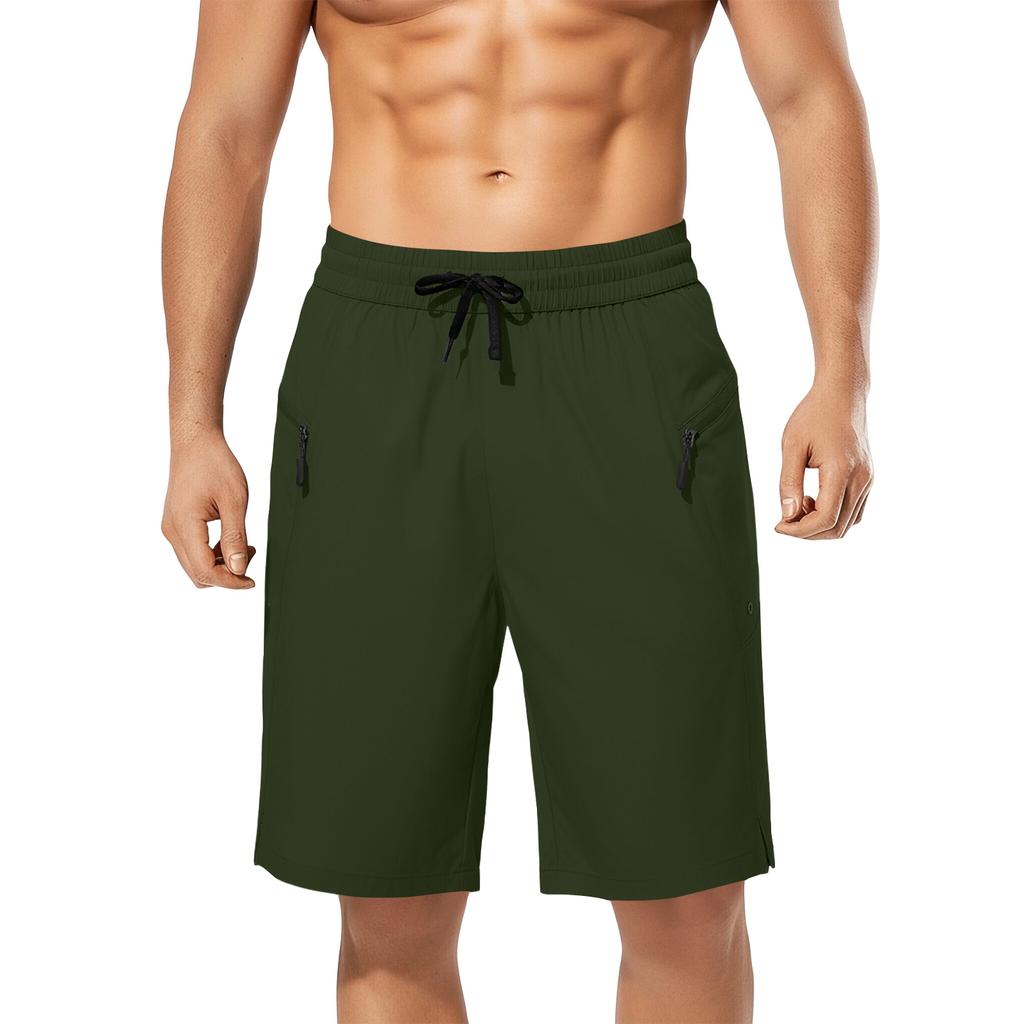 Mens Lightweight Quick Dry Shorts with Zipper Pockets Elastic Waistband Adjustable Drawstring Outdoor Athletic Shorts for Running Training Hiking