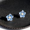 Exquisite Blue Camellia Stud Earrings: High-End Sweet & Versatile Design
