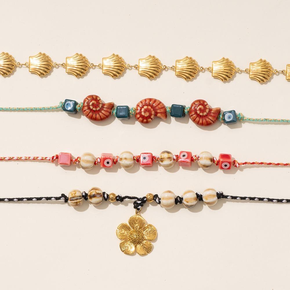 Jewelry Conch Shell Necklace Colorfu Ocean Style Choker Vintage Shell Beaded Necklace  Woman