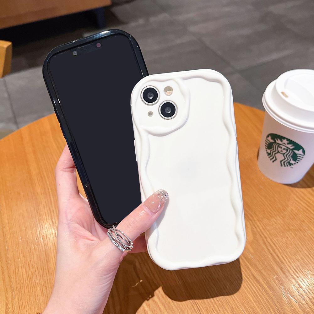 Funda de silicona suave con diseño de ondas rizadas ovaladas transparentes para iPhone 16, 15, 14, 13, 12, 11 Pro Max, XR, X, XS, SE, 7, 8 y 15 Plus