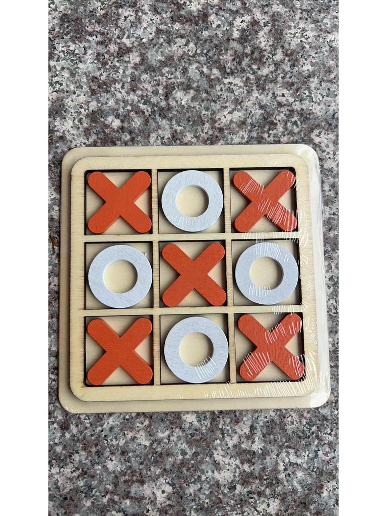 Wooden XO Tic-Tac-Toe: Kids' Educational Logic Training Game for Two Players