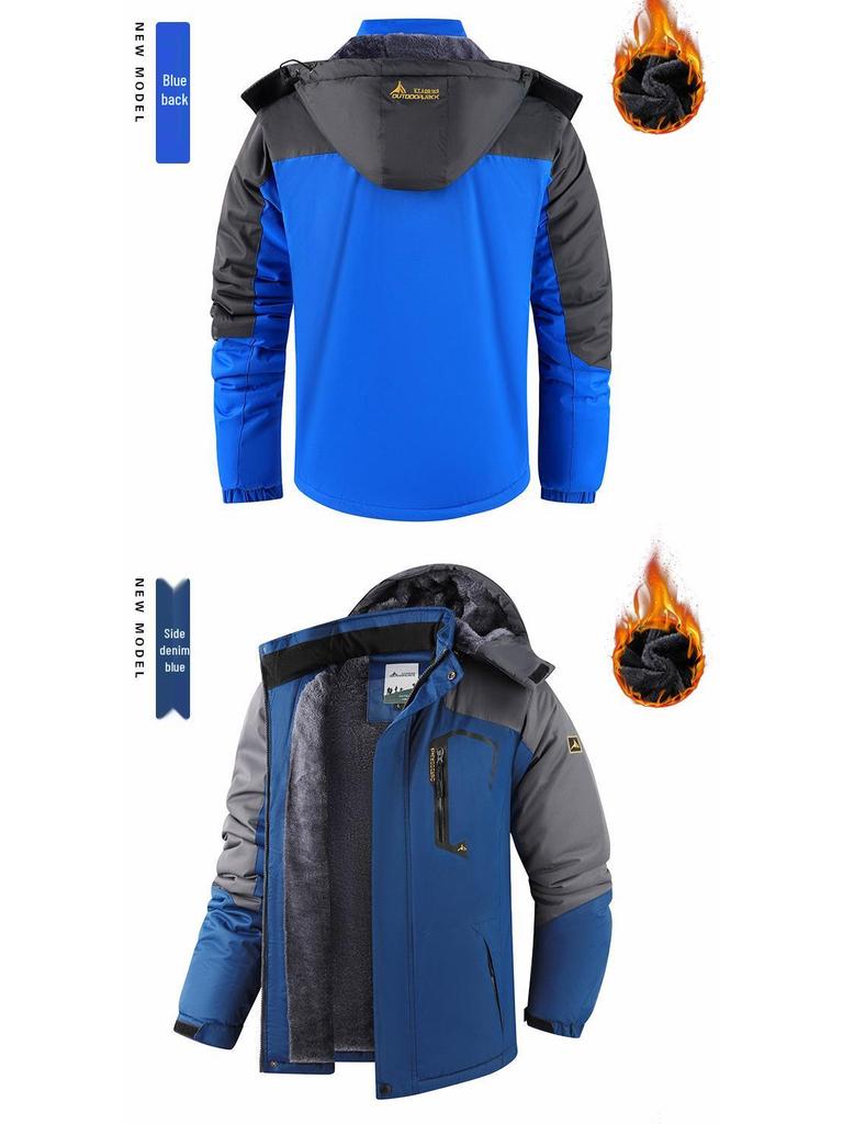 Cross-Border Outdoor Windproof Plus-Size Fleece-Lined Winter Windbreaker Jacket for Skiing and Fishing