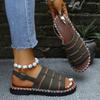 Large Size New Sandals Women's Large Size One-word Buckle Belt Comfortable Flat Heel Women's Sandals