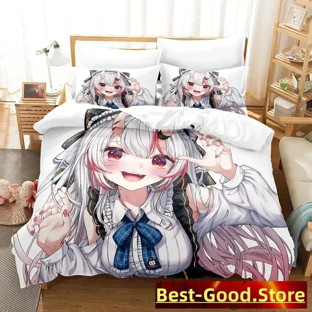 Kawaii Nakiri Ayame Tryckt Sängset Påslakan Örngott Sängkläder Sänglinne Lakan Täcke Full Queen King Size